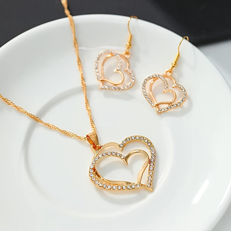 3pcs Double Heart Peach Heart Women's Set
