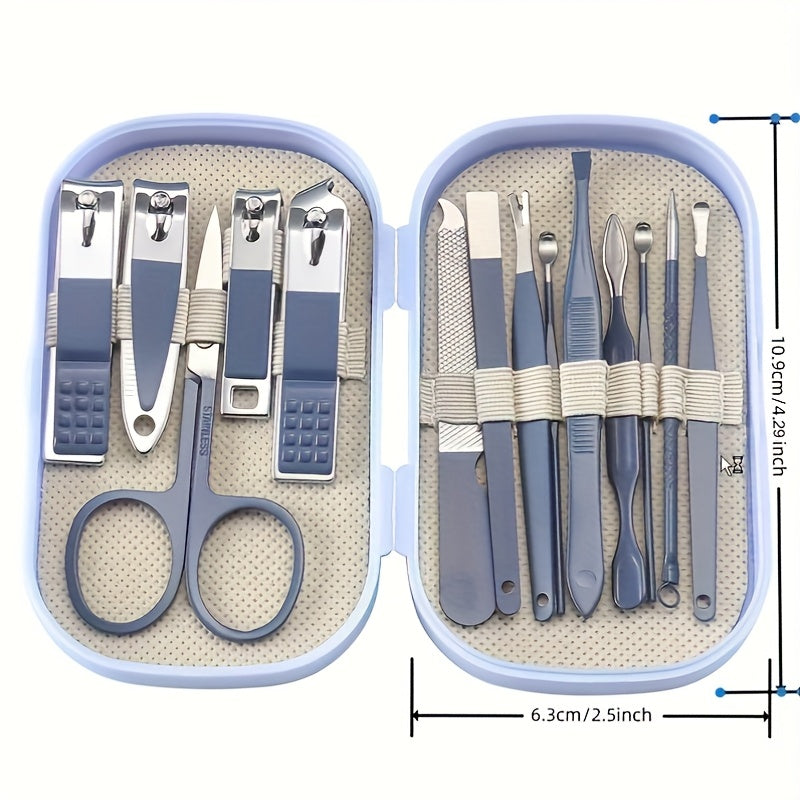 14pcs/28pcs Stainless Steel Manicure And Pedicure Tool Set, Featuring Modern-Style Curved Nail Clippers And Grooming Tools, Including a Portable Storage Case - a Fragrance-Free Nail Care Kit Suitable for Both Men And Women.