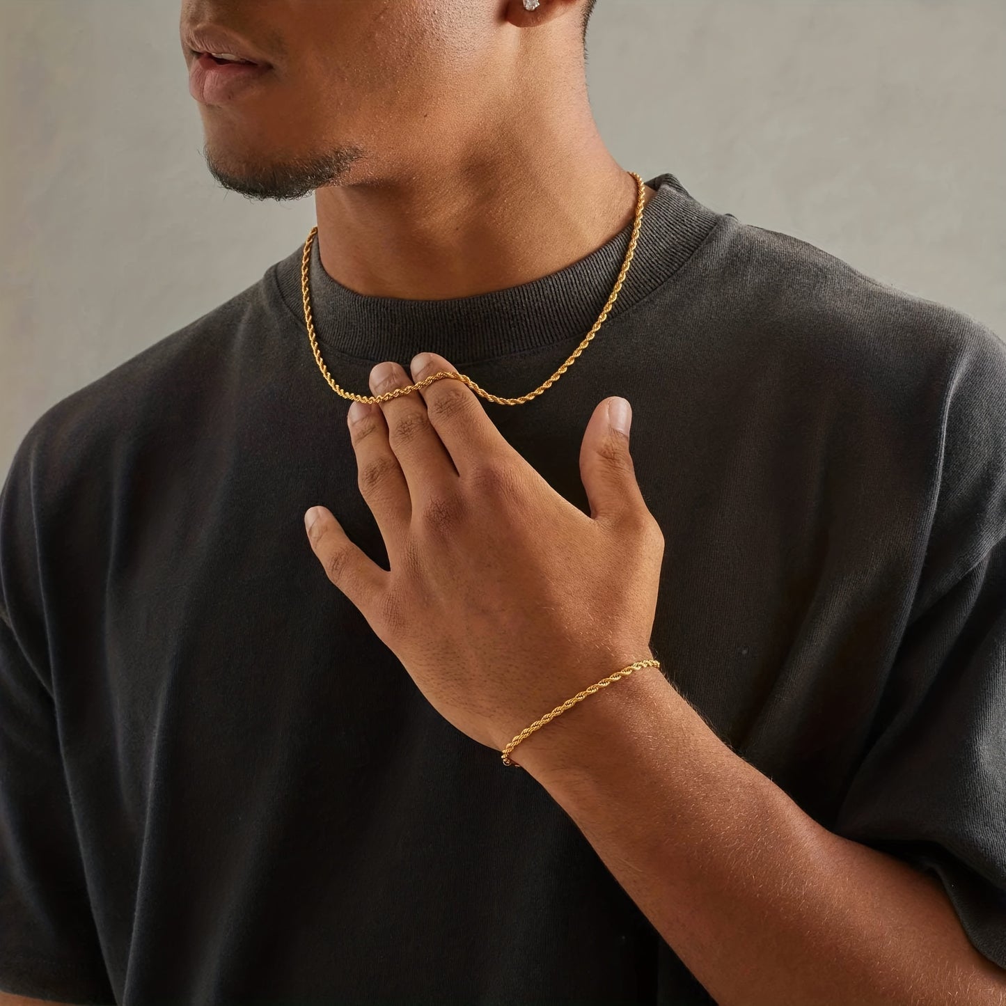 Fashion 3mm Width Stainless Steel Rope Chain Necklace Hip Hop Jewelry