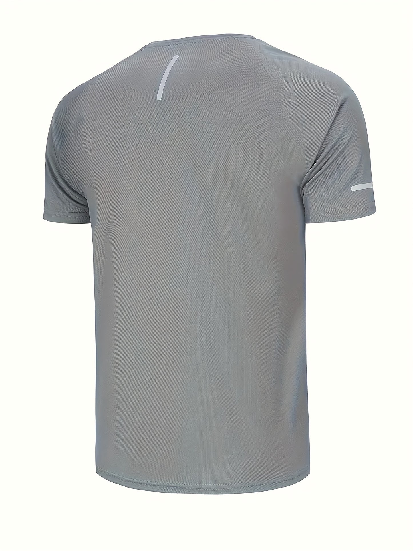 4pcs, Men's Solid Sports T-shirts With Reflective Strips, Breathable And Quick Dry Short Sleeve Crew Neck Tees, Moisture Wicking Tops For Gym, Fitness And Running Wear
