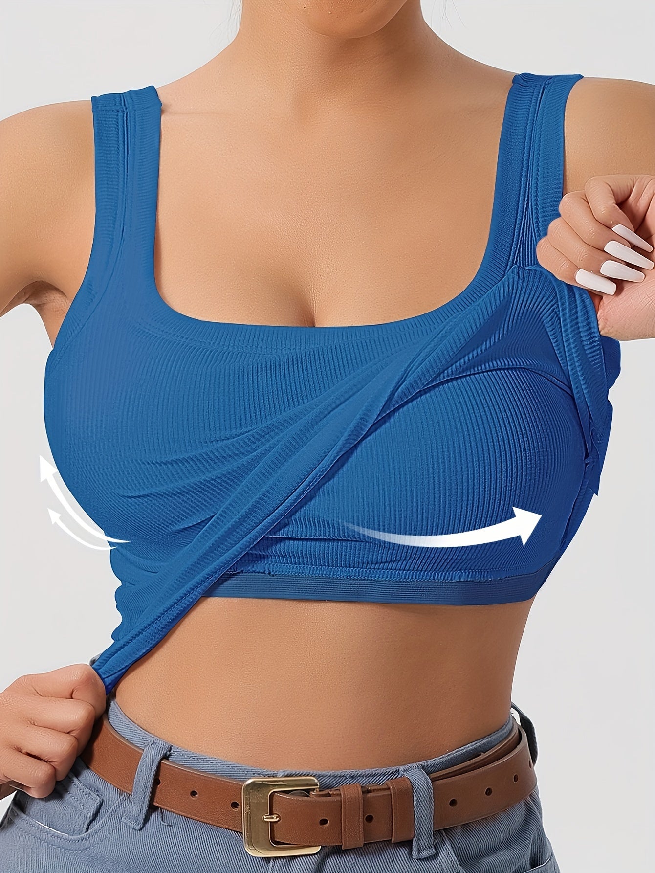 Women'S Sleeveless Top with Removable Padding, Fitted, Solid Color, Suitable for Wearing As an Outer Layer Or As a Base Layer.
