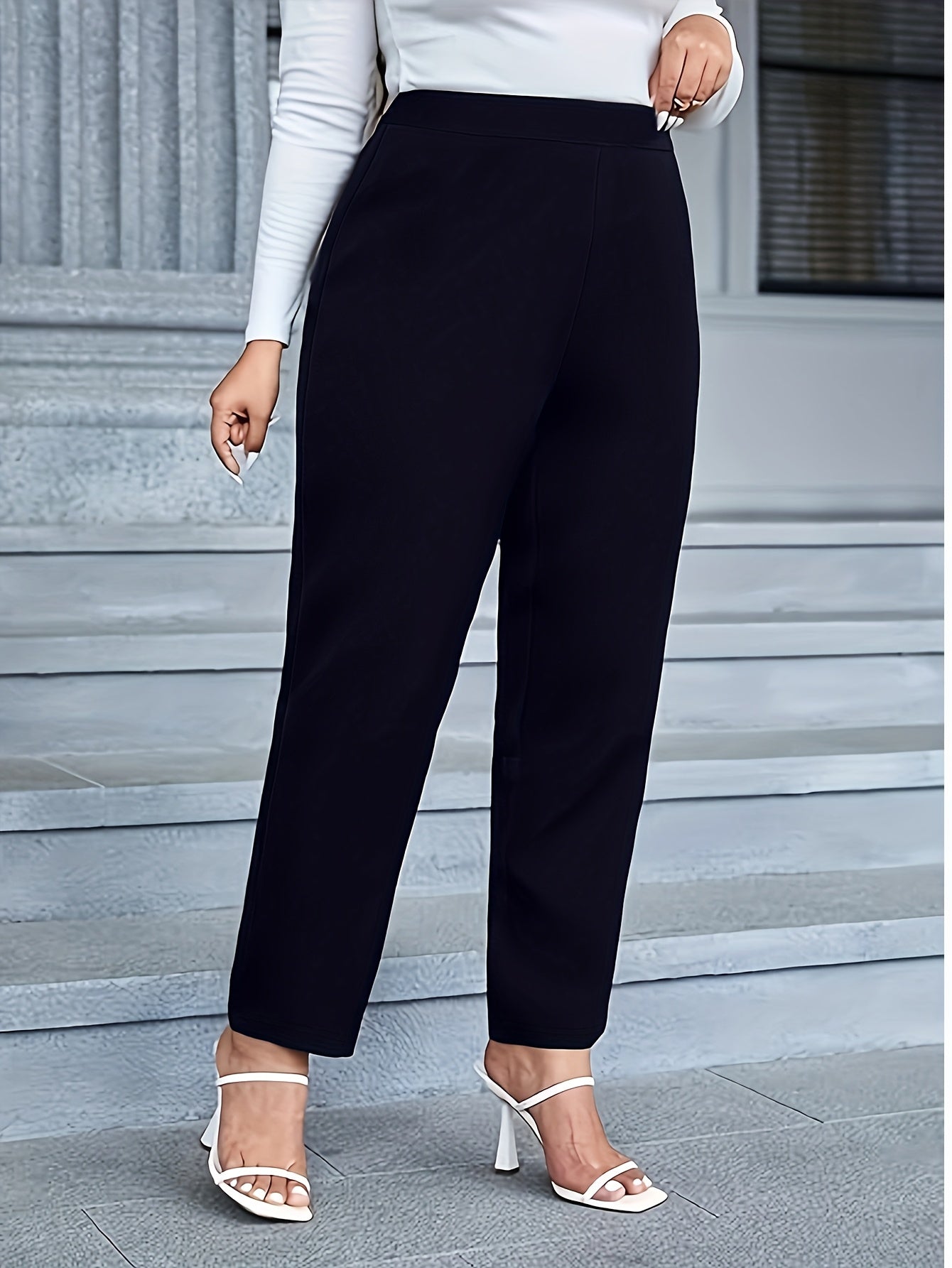 Fashionable And Elegant Plus-Size Women'S Long Stretchy Pants.