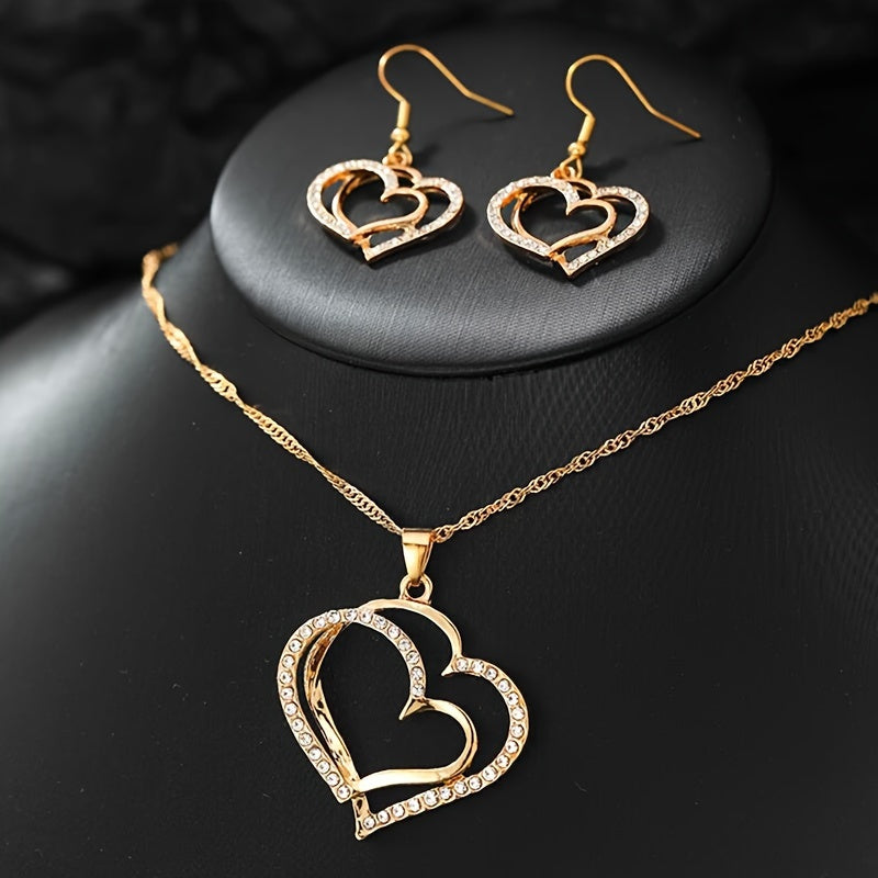 3pcs Double Heart Peach Heart Women's Set
