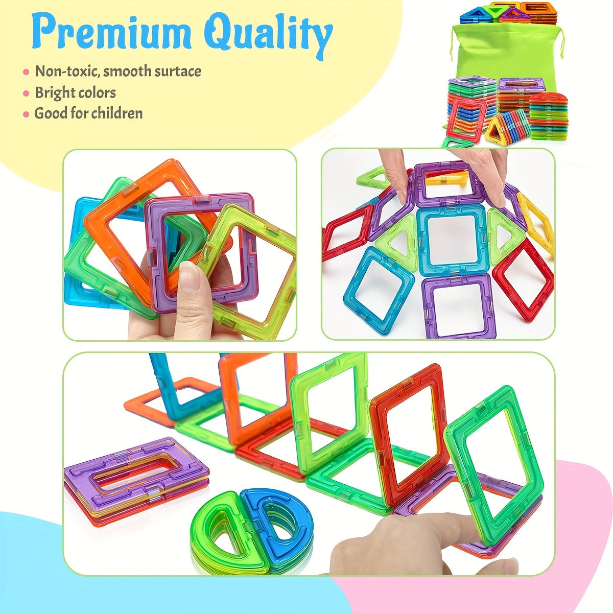 Magnetic Building Blocks Magnets Toys, Big Size STEM Toys Construction Set Toys, Learning Educational Magnet Toys, Birthday Gifts Random colors, Creative Play, Magnetic Cube Puzzle, Magnetic Cube Set, Magnetic Cube Toy, Magnetic Cube 3, Magnetic Construct