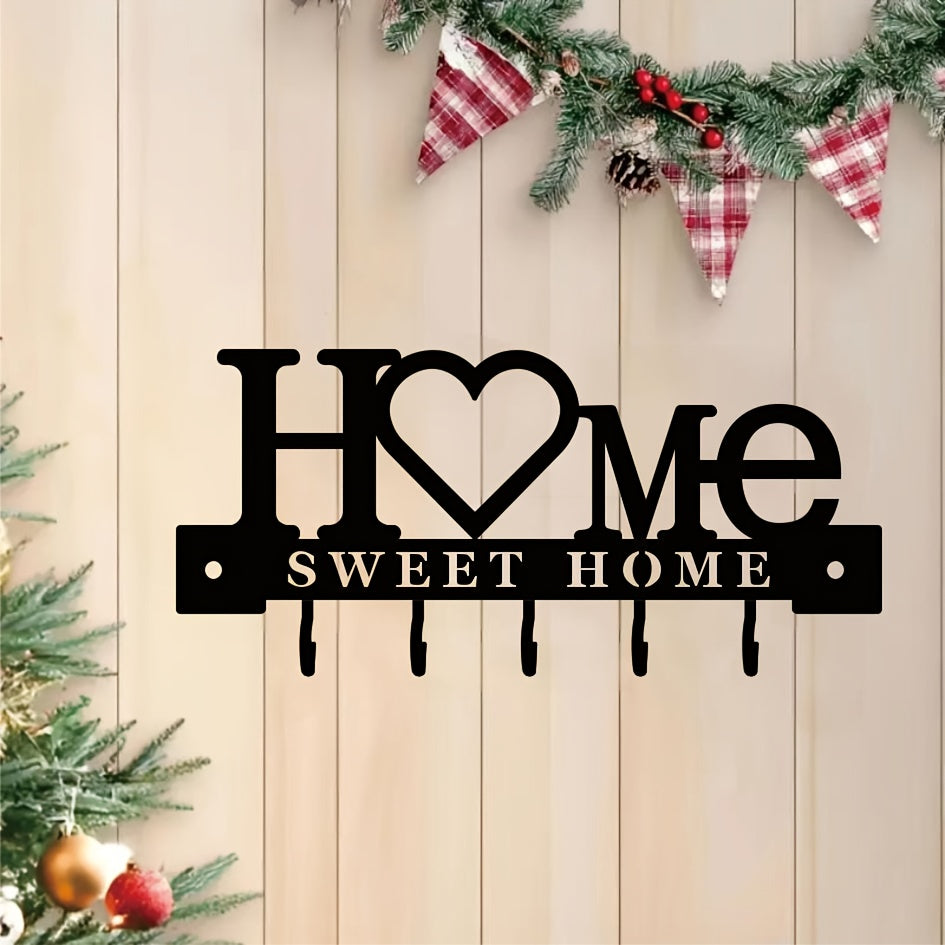 1pc heart shaped keychain wall mounted entrance organization rack with hook, multi-functional non-marking punch hook, suitable for home decoration in the living room