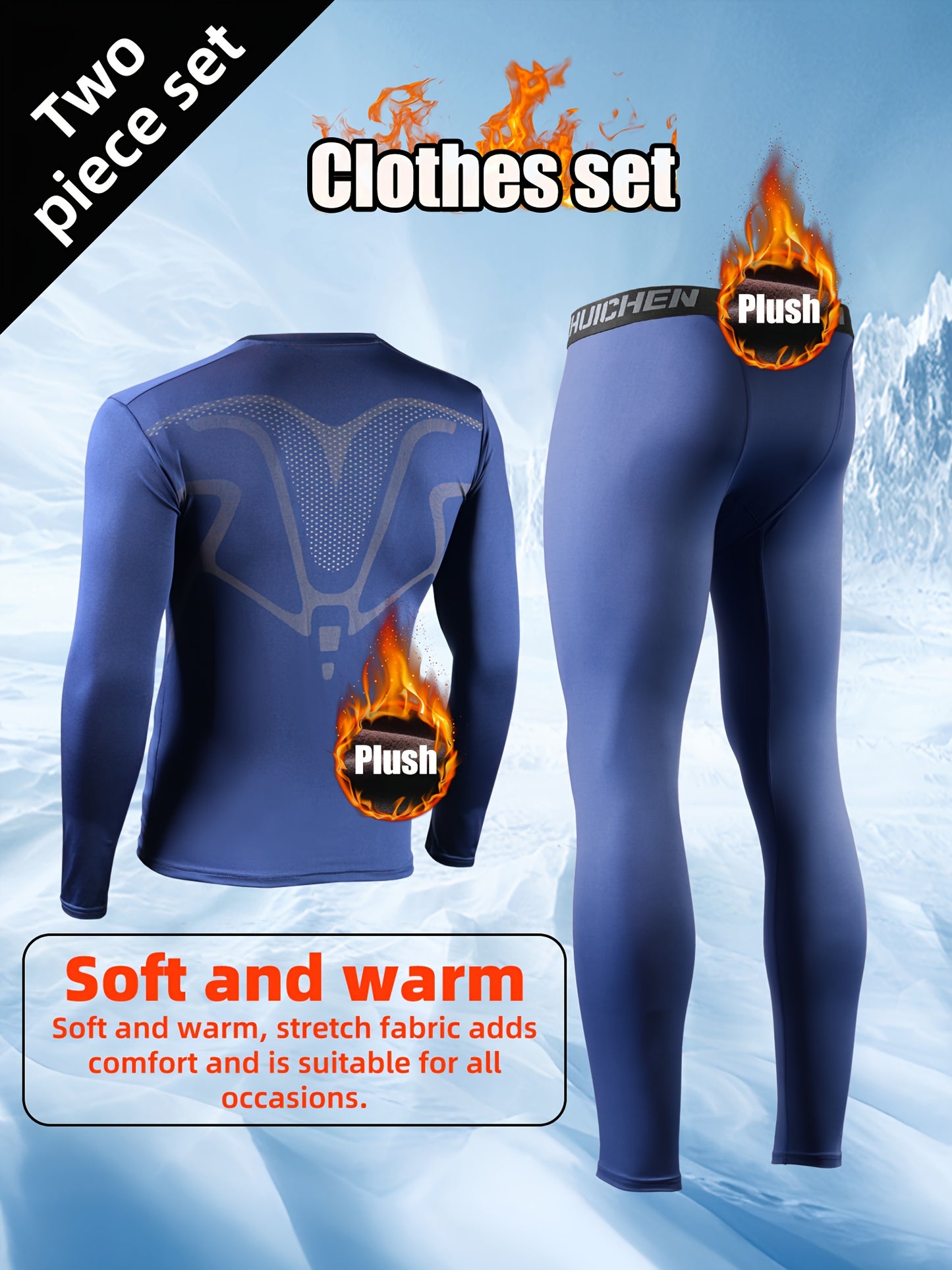 Two-Piece Fleece-Lined Sports Set for Men: Autumn and Winter Warm-Up Running Gym Clothes, Tight-Fit Training Gear for Morning and Night Runs