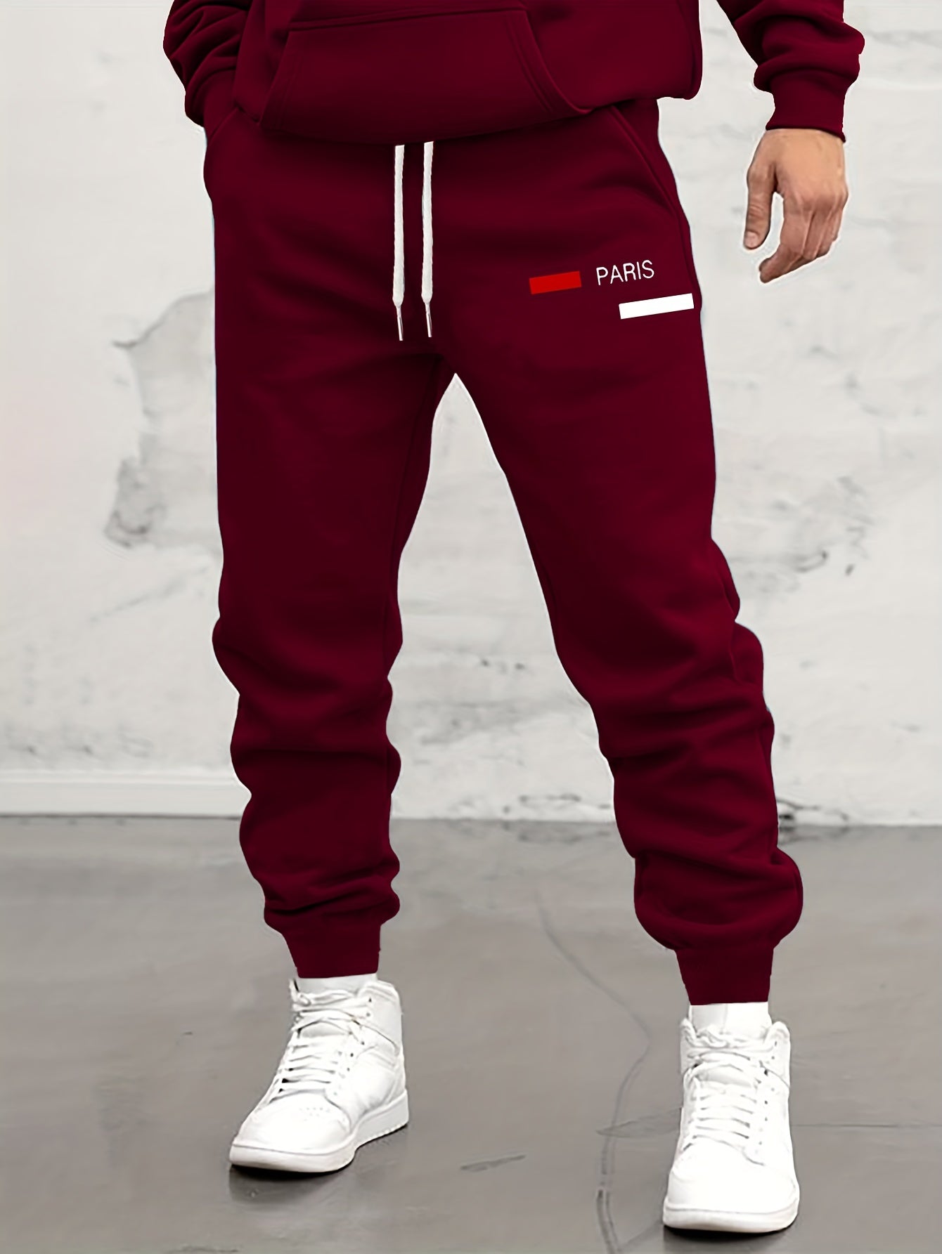 Trendy Pattern Print Drawstring Sweatpants Loose Fit Pants Men's Casual Slightly Stretch Joggers For Spring Autumn Running Jogging