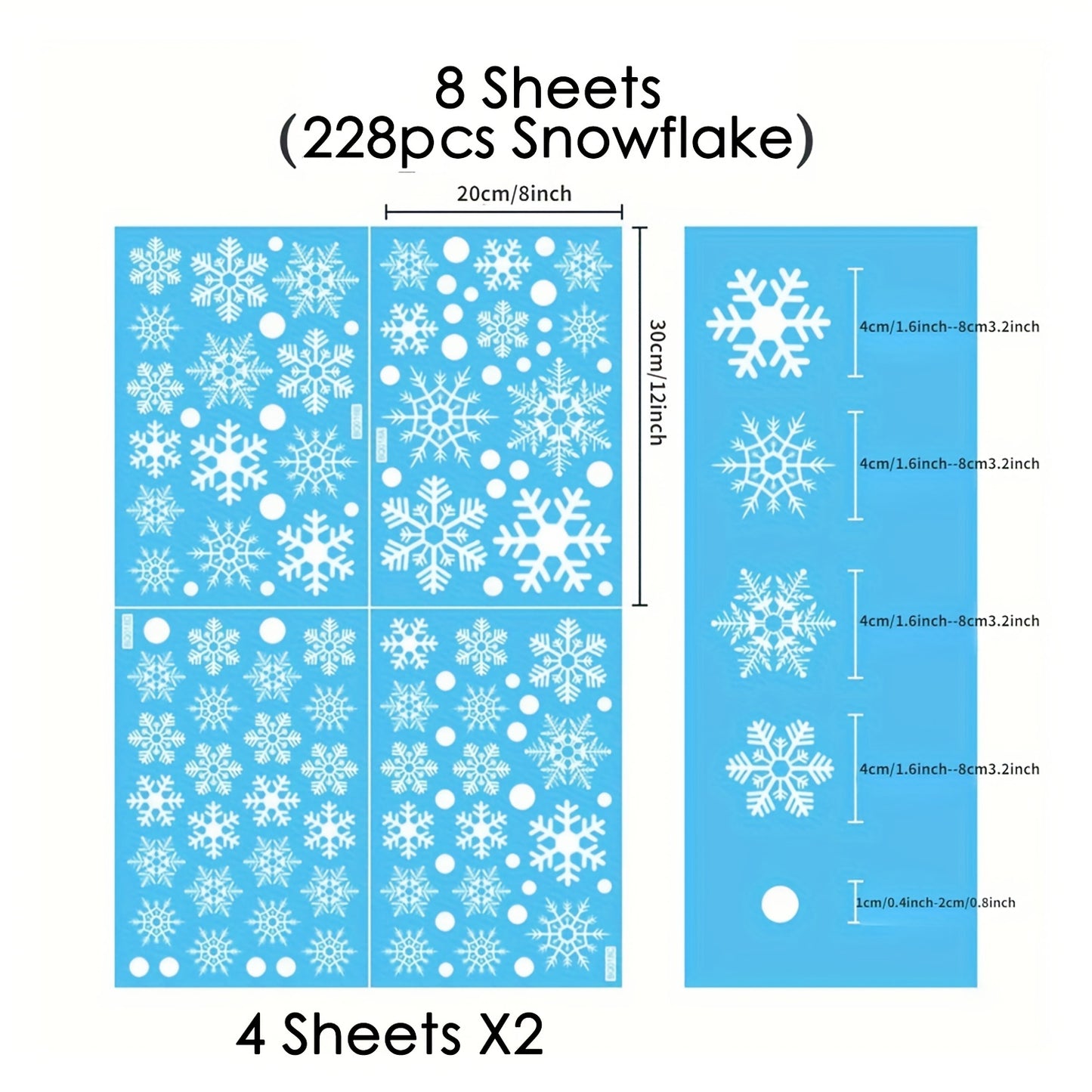 6 Sheets of 114pcs Snowflake Window Stickers Christmas Decorations Winter Cabinet Window Background Decoration White Snowflake Electrostatic Glass Stickers