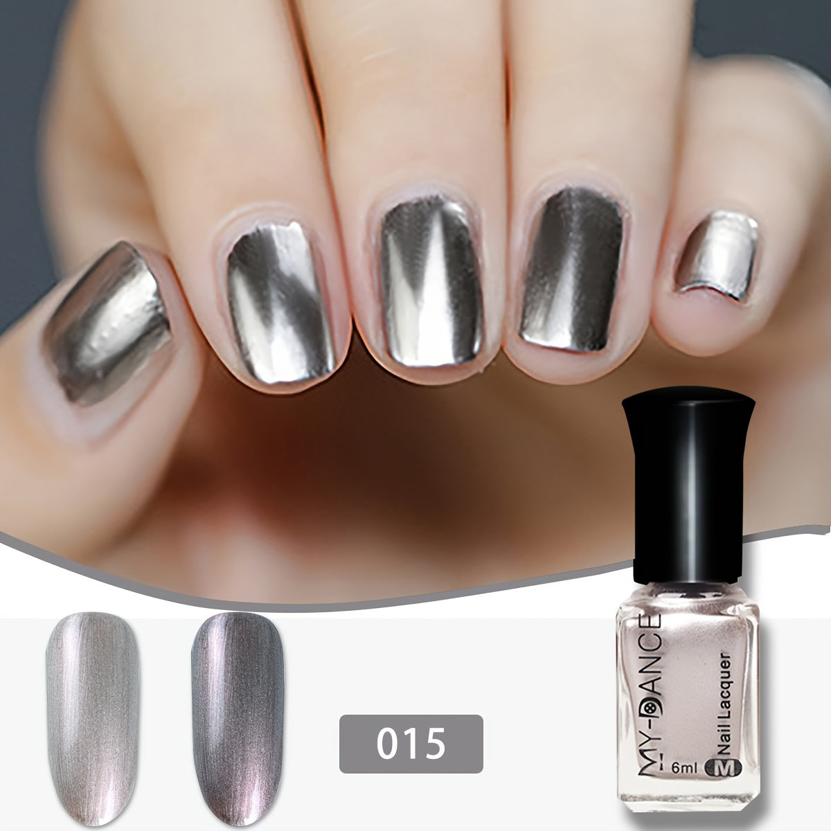 1 Bottle Mirror Effect Metallic Nail Polish - Quick-Dry Glossy Shine, Mirror-like Reflection in Pink & Purple Shimmer, Long-Lasting Low-Allergy Formula, No Lamp Needed, Salon-Quality Manicure for Women, Sensitive Light Beige Safe, Easy Application