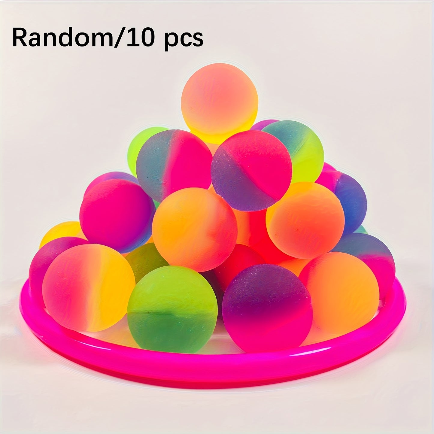 10-Pack Bouncy Balls - Mixed Color Synthetic Rubber Rainbow Spheres for Party Favors, Carnival Prizes, and Fun Activities