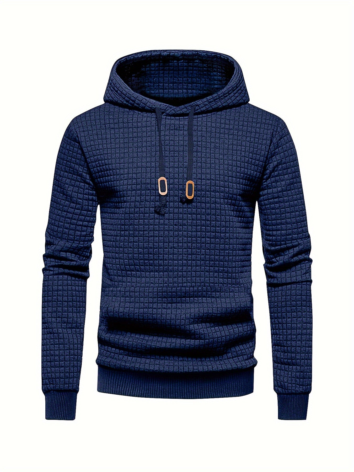 Men's Sporty Hooded Sweatshirt - Navy Blue with Copper Bow Accents, Regular Fit, Machine Washable, High-Quality Fabric for Casual & Athletic Wear, Sweater Hoodie, Everyday Comfort, Textured Knit Fabric