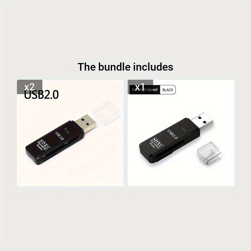 2-in-1 USB 3.0 & 2.0 Card Reader, 5Gbps High-Speed Adapter for SD/MMC/RS-MMC/UHS-I Cards, PVC, Compatible with PC and Camera Storage, Micro Sd Card to USB Adapter