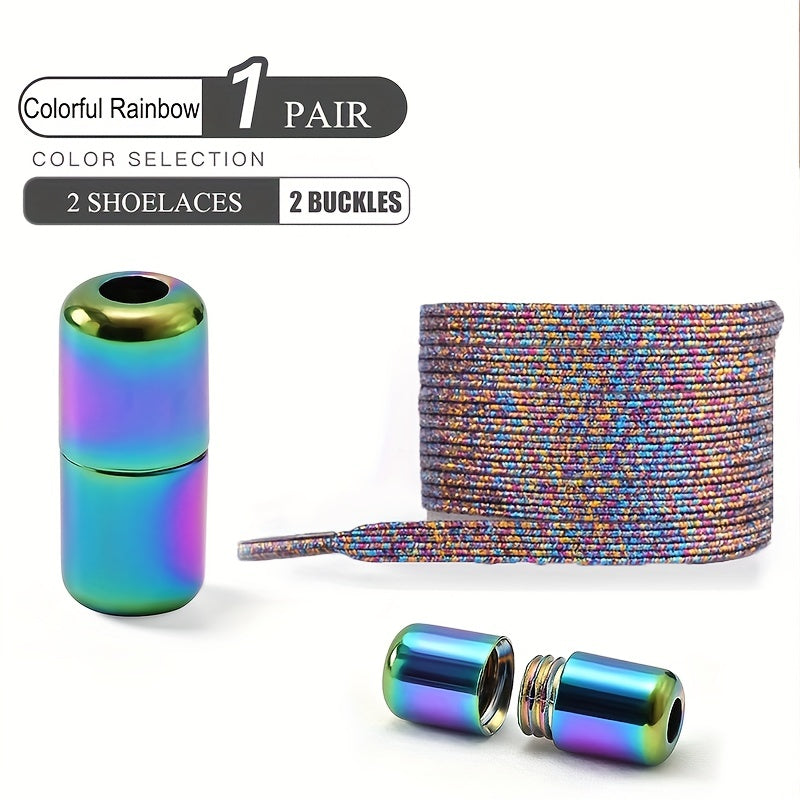1 Pair No Tie Shoe Laces Colorful Buckle Shoelaces Light Colorful Fashion Without Ties Elastic Laces for Casual Shoes And Sports Shoes