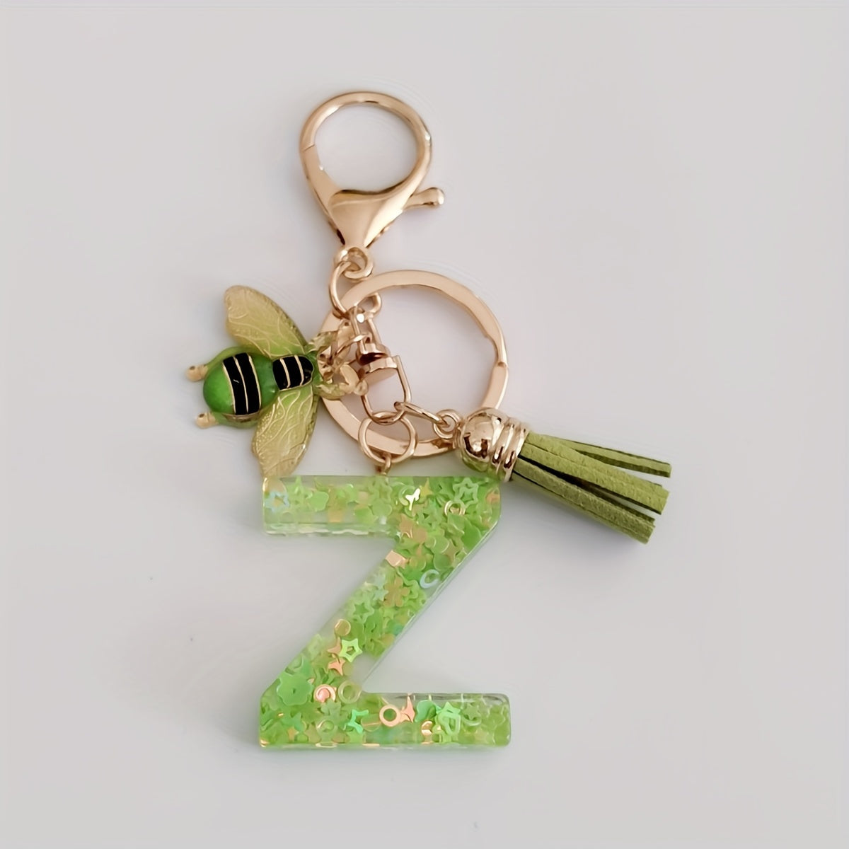 Dazzling Gift, Sparkling Alphabet Keychain with Sequin & Tassel - Mixed Colors, Geometric Design, Friendship Theme - Perfect for Bags & Gifts
