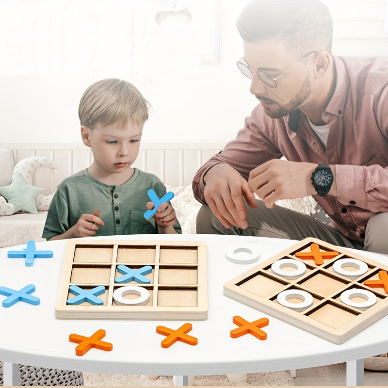 Wooden XO Well Shaped Chess For Children's Puzzle, Nine Palace Grid Chess, Parent-child Interaction, Building Blocks, Leisure Battles, Development Game Toys Halloween, Christmas Gift