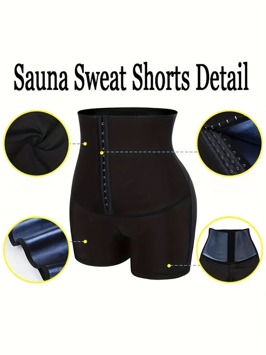 High-Waisted Shaping And Tummy Control Sweat Shorts, Tight-Fitting Workout Pants, Women'S Sweat-Inducing Shaping Shorts, Women'S Sauna Shorts, Fitness Training Shorts, Tight Moisture-Wicking Shorts.