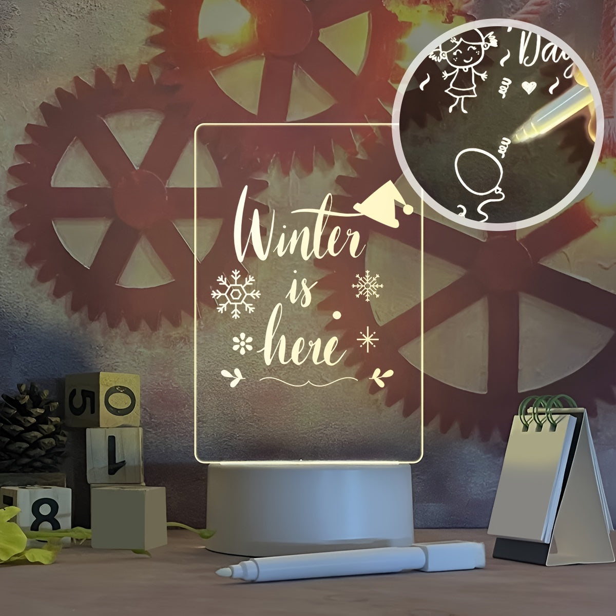 Night Lights Note Board Creative LED Night Light USB Message Board Holiday Light With Pen Gift For Girlfriend Decoration Night Lamp