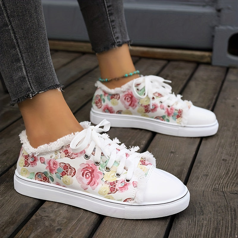 European and American Export Large Size Halloween Skeleton 3D Print Low-Top Lace-Up Casual Flat Shoes for Women