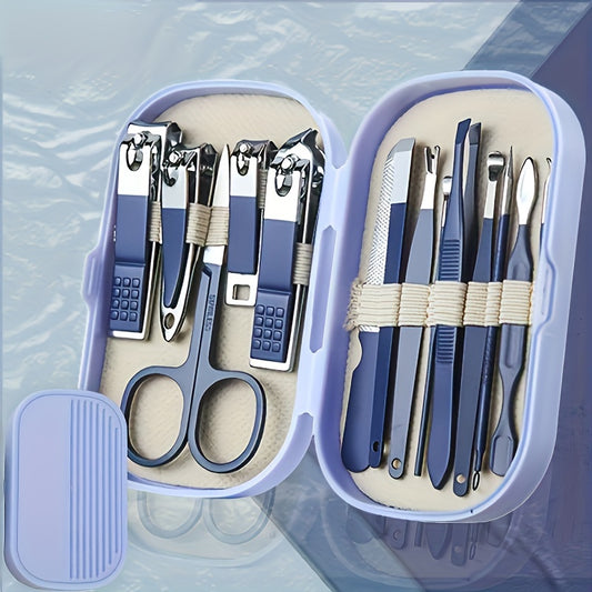 14pcs/28pcs Stainless Steel Manicure And Pedicure Tool Set, Featuring Modern-Style Curved Nail Clippers And Grooming Tools, Including a Portable Storage Case - a Fragrance-Free Nail Care Kit Suitable for Both Men And Women.