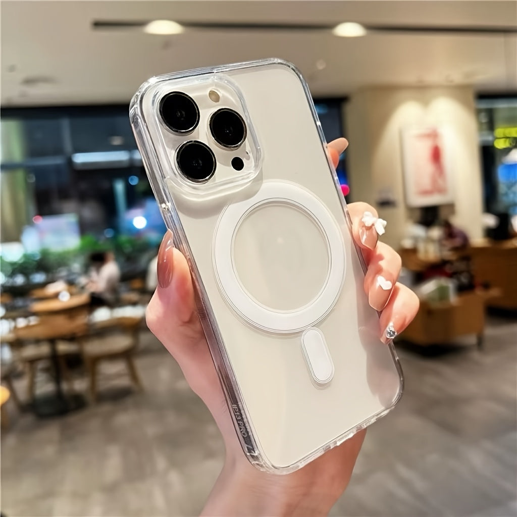 The Transparent Magnetic Phone Case Is Suitable for High-Definition Clarity And Does Not Interfere with The Screen Protector for Iphone Models X to 16 Series, Featuring a Hard Back And Soft Edges.
