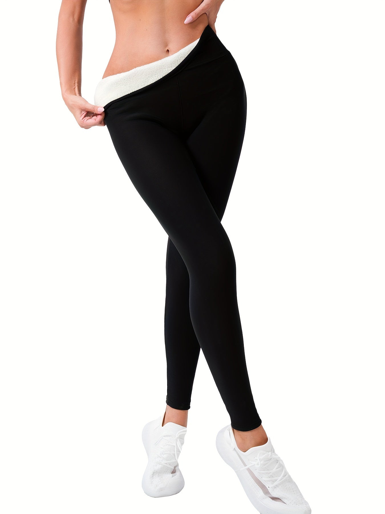 Europe and the United States plus fleece tight-fitting thermal pants autumn and winter lamb fleece thick stretch pants women