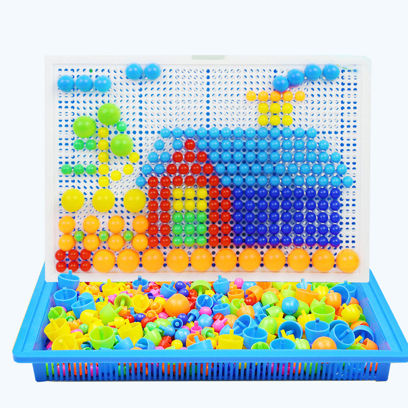 Diikamiiok 296pcs Plastic Mushroom Nail Building Blocks Puzzles Kids Educational Game Color Cognition Intellectual Educational Toys For Children Gifts Easter Gift Christmas, Halloween Gift