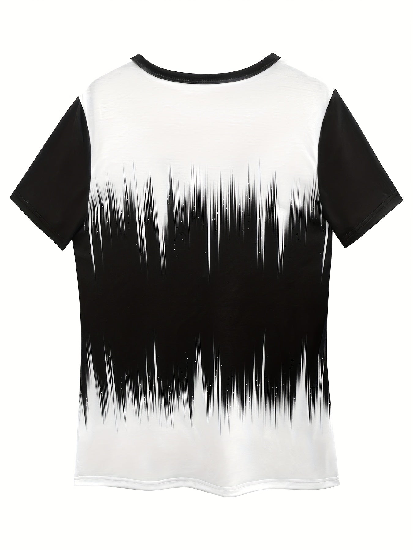 Women's Best Seller Color Art V-Collar Creative Print Short Sleeve T-Shirt Casual Women's Top
