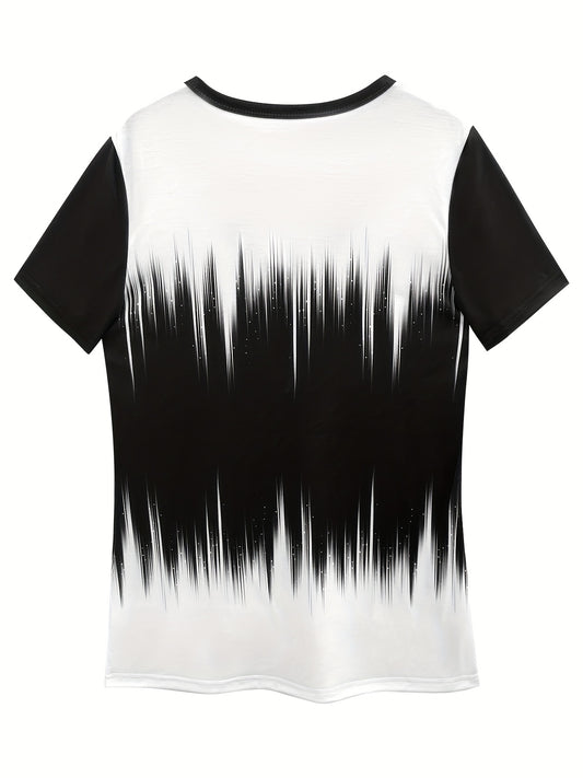 Women's Best Seller Color Art V-Collar Creative Print Short Sleeve T-Shirt Casual Women's Top