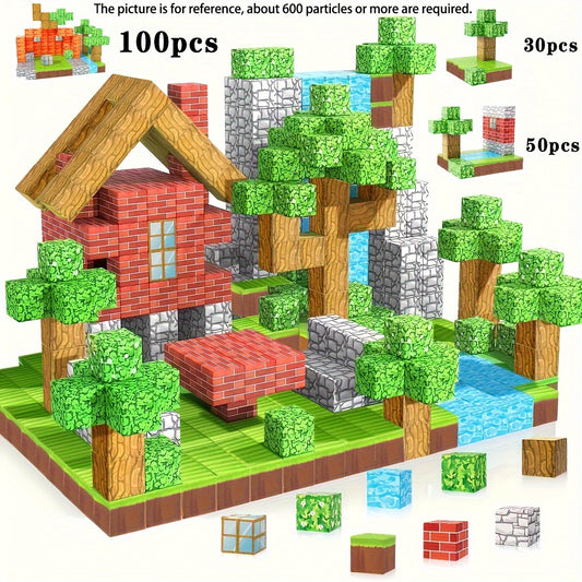 30/50/100pcs Small Square Magnetic Building Block Sets, Educational ABS Construction Toys, STEM Sensory Games, Suitable for Children Aged 3 - 6, Creative Birthday, Halloween, Christmas Gifts
