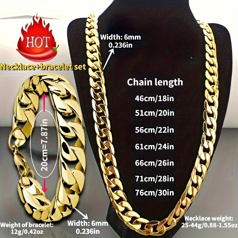 2pcs/set Necklace+Bracelet Fashion Luxury Men and Women Fashion Necklace Necklace Length 18-30inch, Bracelet Size: 21cm