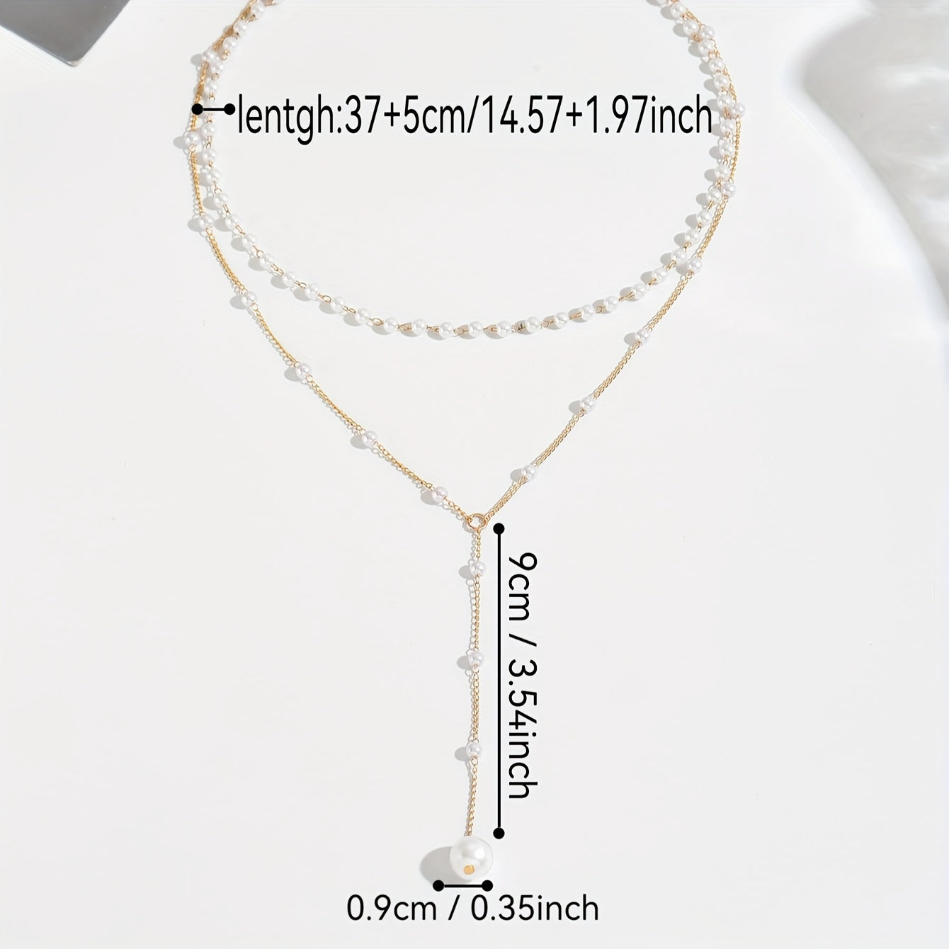 1pc Elegant Double Layer Faux Pearl Tassel Necklace - Vintage Style, Zinc Alloy, Adjustable Bead Count for Daily & Party Wear, All-Season Accessory