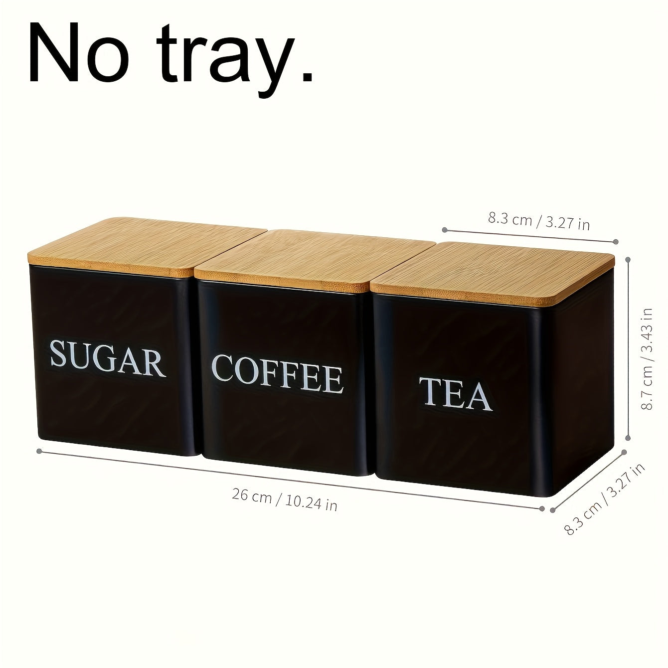Set of 3 Black And White Storage Containers, Metal Canisters for Storing Coffee Beans, Sugar, And Tea, Everyday Organization, Kitchen Storage.
