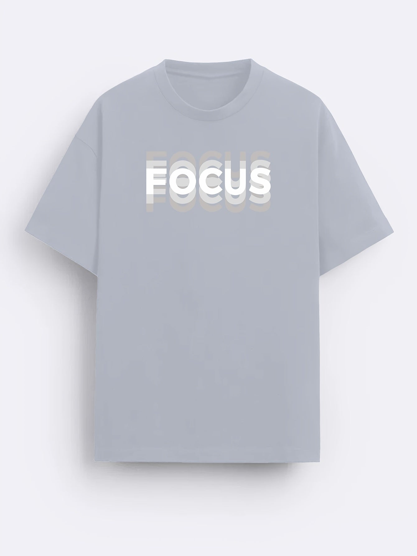 Unisex Trendy Letter Print Crew Neck T-Shirt, A Must-Have for Style Enthusiasts! Gradient FOCUS Design, Ultra Stylish & Streetwear-Inspired! Minimalist yet Versatile!