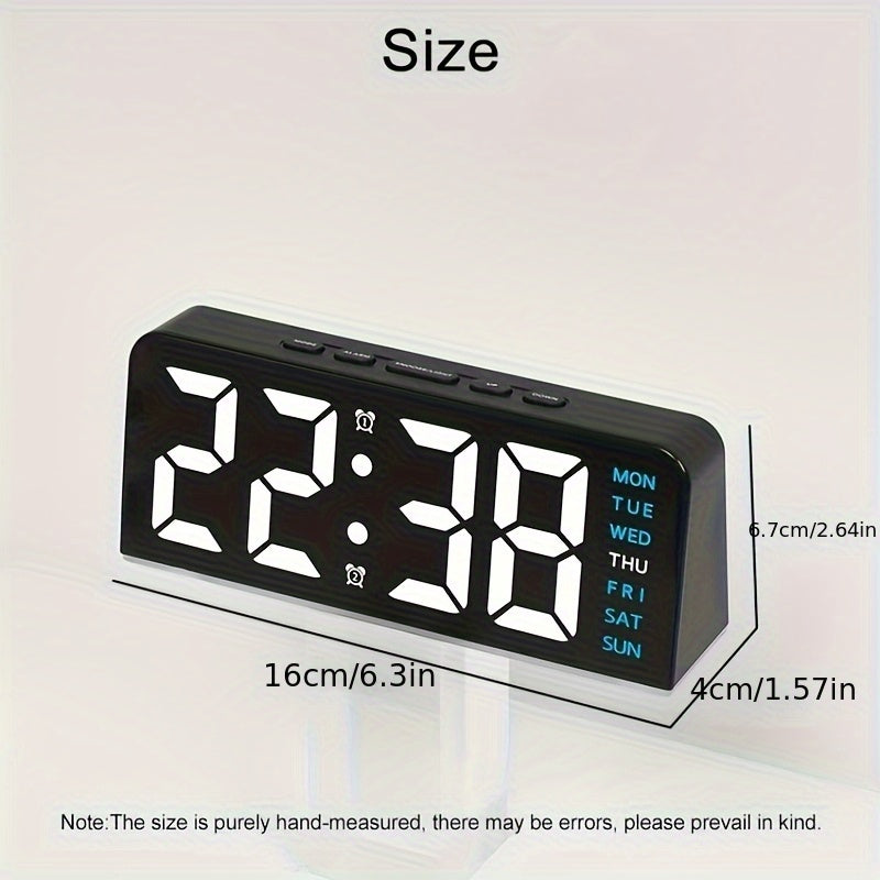 [Compact Size] Innovative LED Digital Alarm Clock with Atmosphere Light & Date Display - USB Powered, Adjustable Brightness, Flat Crown Shape, Multi-Functional Home Decor Cloc