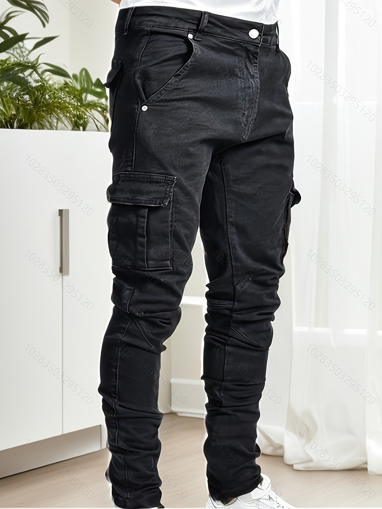 Men's Skinny Jeans - Stretch Work Pants with Slim Fit, All-Season Stretch Denim for Casual & Formal Outfits - Non-See-Through Streetwear Trousers, Versatile Clothing, Contemporary Fashion, Durable Fabric, Stylish Bottoms, Urban Style