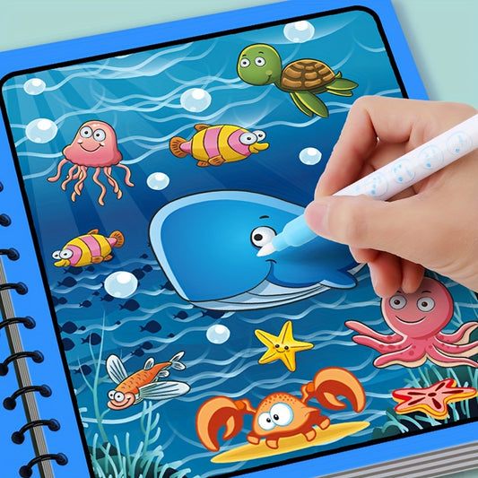 Reusable Undersea World Magic Water Book - Educational Painting Toy with Colorful Magic Pen Included - Ideal Christmas Gift for Youngsters for winter Ramadan Mubarak
