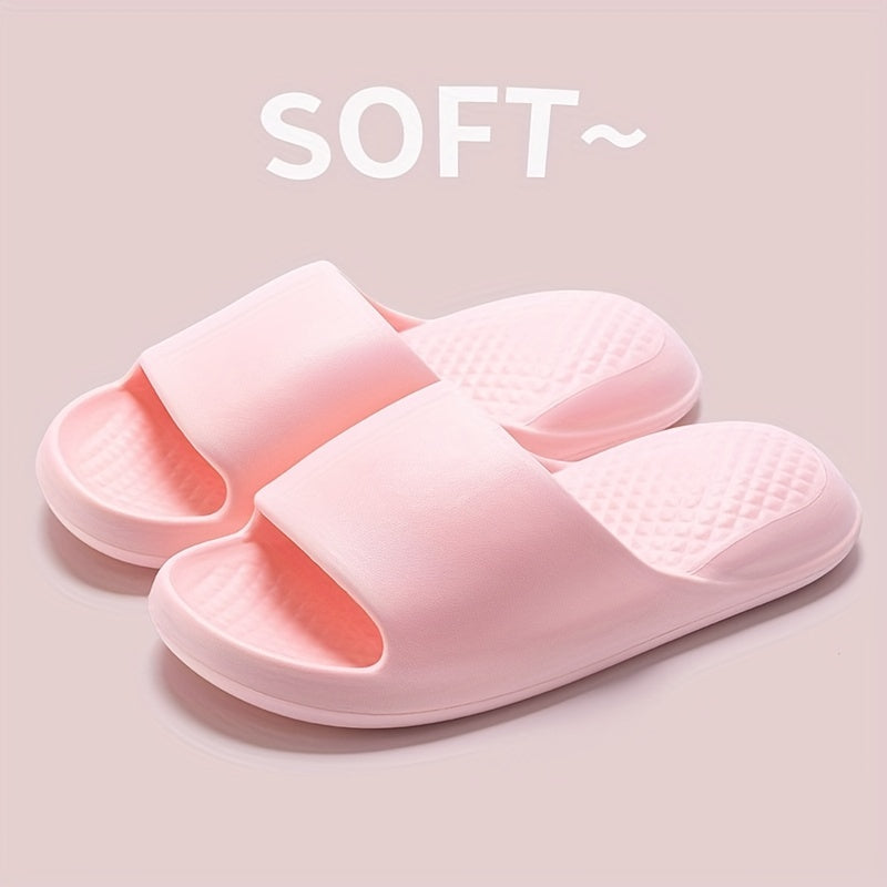 Unisex Casual EVA Slippers, Soft Open Toe Slip-on Flat Heel Sandals, Comfortable All-Season Indoor Home Summer Bath Shoes, Solid Color