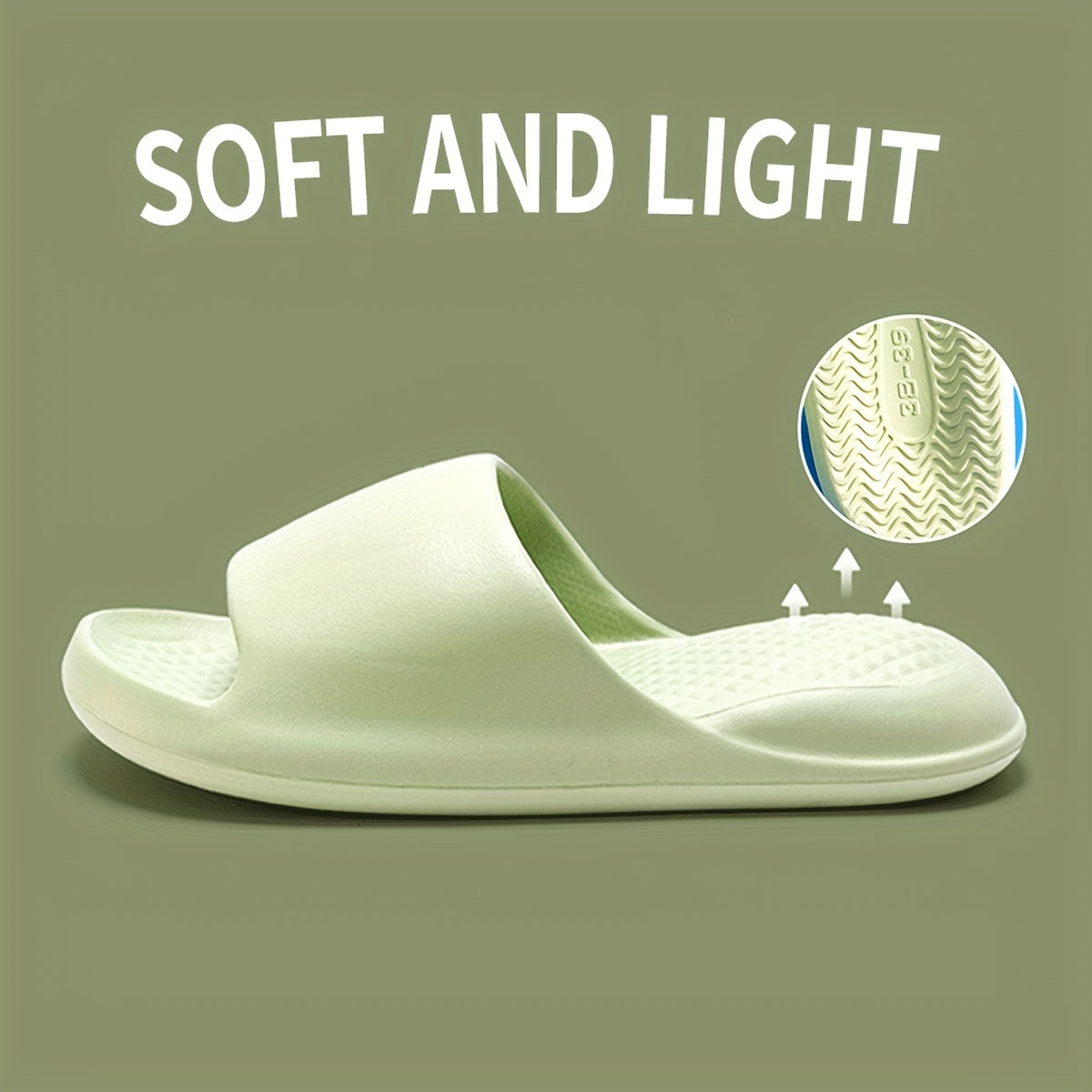 Unisex Casual EVA Slippers, Soft Open Toe Slip-on Flat Heel Sandals, Comfortable All-Season Indoor Home Summer Bath Shoes, Solid Color