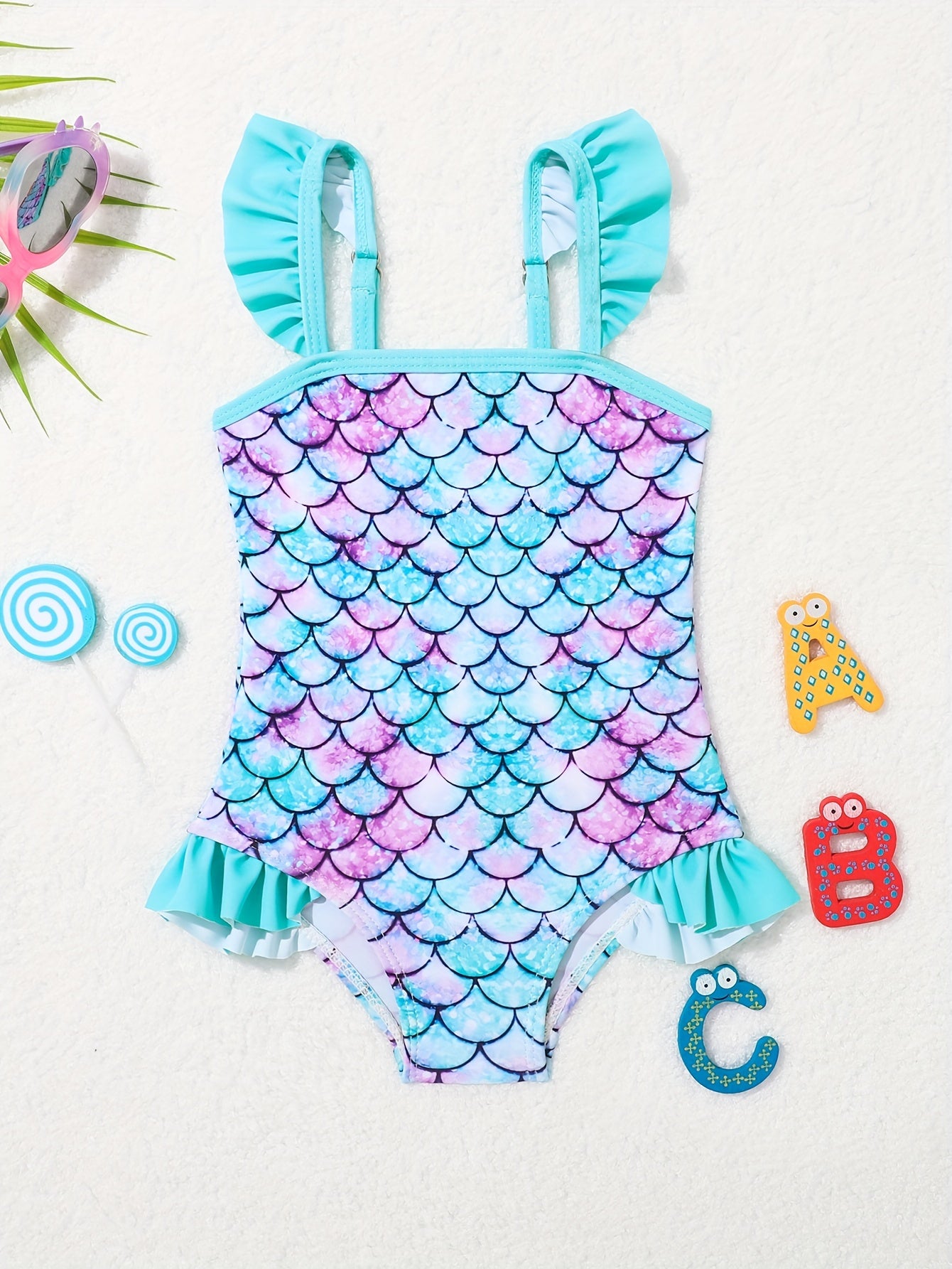 Baby Cute Rainbow Print Onesie Kids Swimsuit Girls Quick Drying Swimwear
