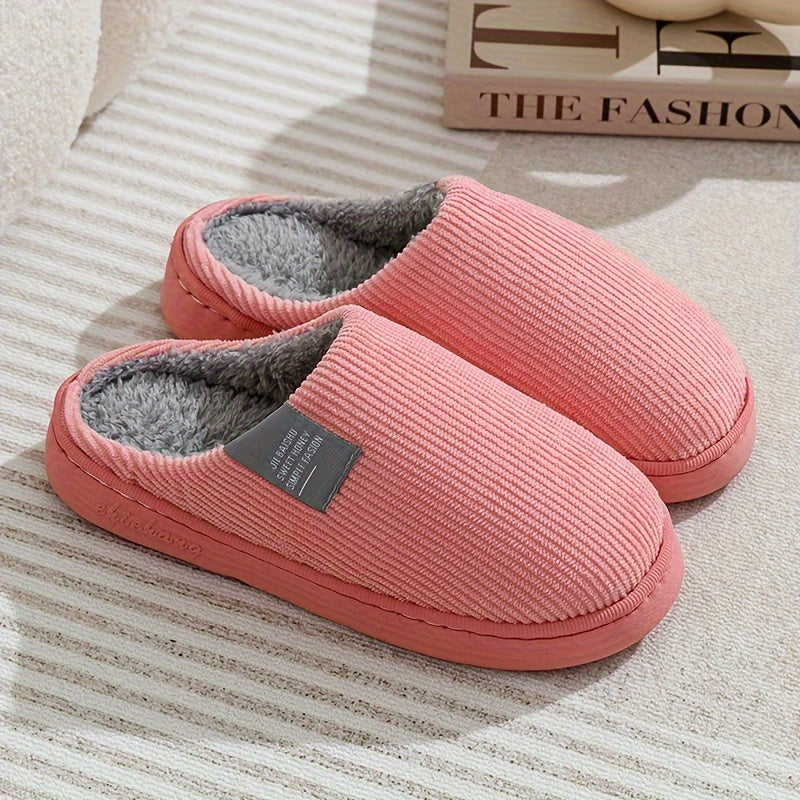 Softtouch, Cozy Men's Fleece-Lined Slippers - Warm, Non-Slip Indoor Shoes for Fall/Winter, StripedSuitable for men & women