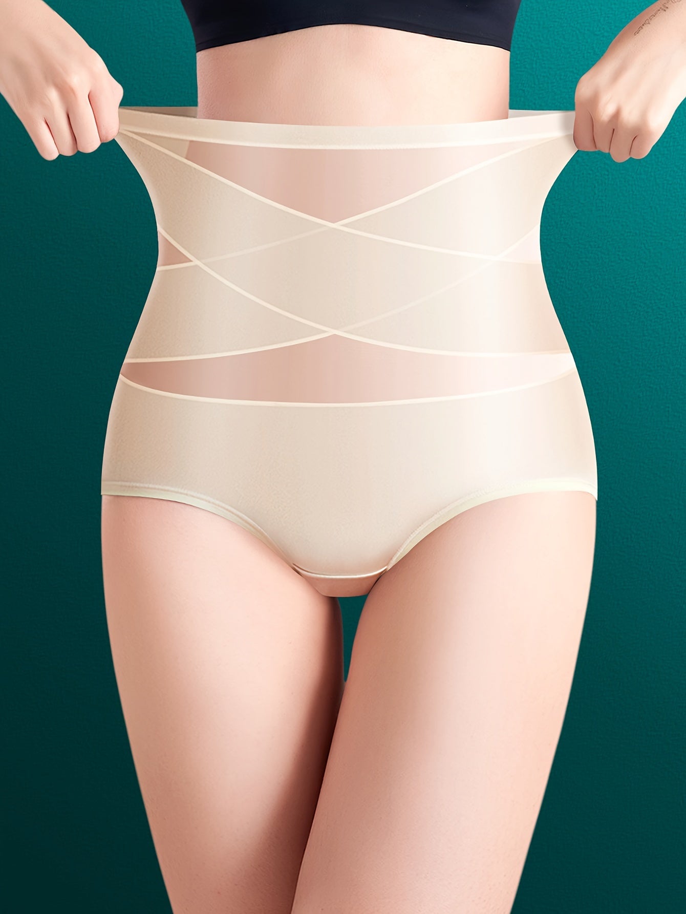 Women's High-Waisted Tummy Control Seamless Shapewear Panties - Breathable Body Shaper Underwear with High Support, Hand Wash Only, Solid Color Triangle Panties for Casual Attire, Tummy Control Underwear