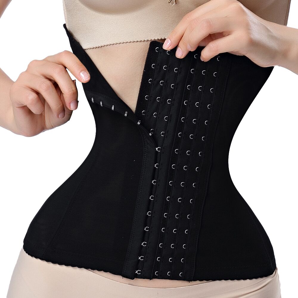 Women's Black Adjustable Corset Waist Trainer - Hard Control Shapewear with Metallic Buttons, Posture Correction & Body Contouring, Hand Wash Only, Waist | Metallic Button Detail | Secure Closure, Tummy Control Shapewear