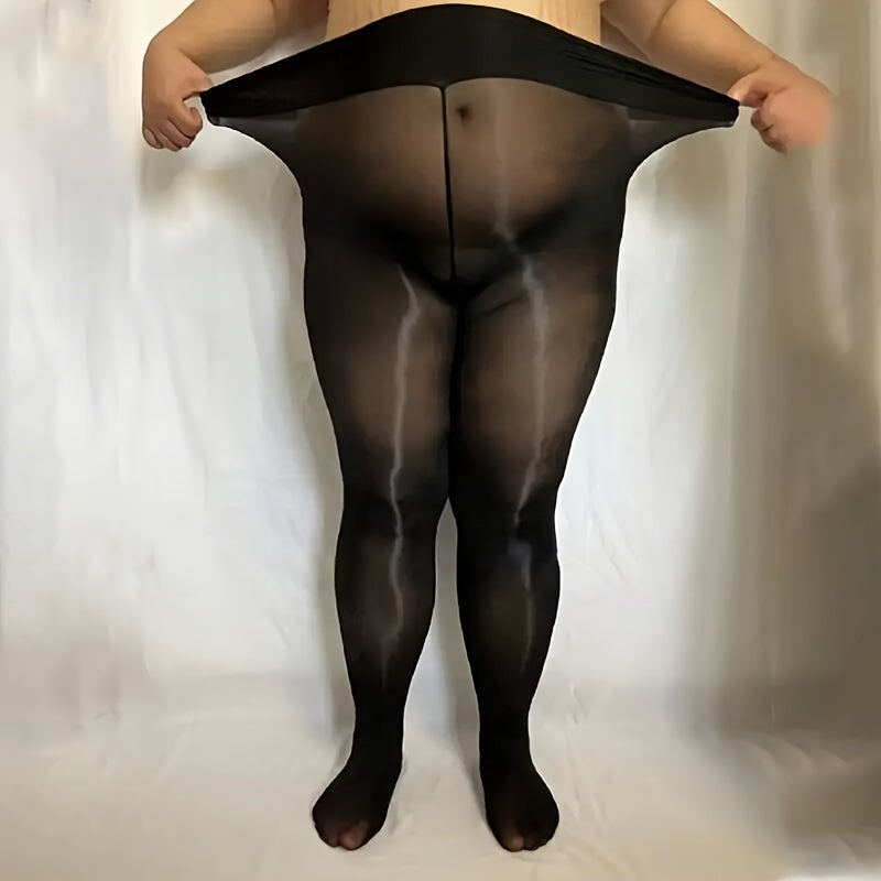 1pc Plus Size Camel Oil Socks Sheer High Elasticity Leggings