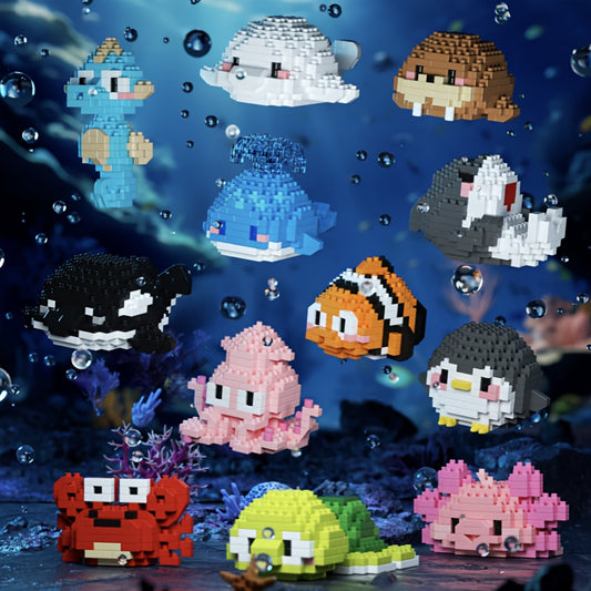 Ocean Series Animal Building Blocks, ABS Plastic, Assorted Sea Turtle, Penguin, and More, Perfect Back-to-School Gift