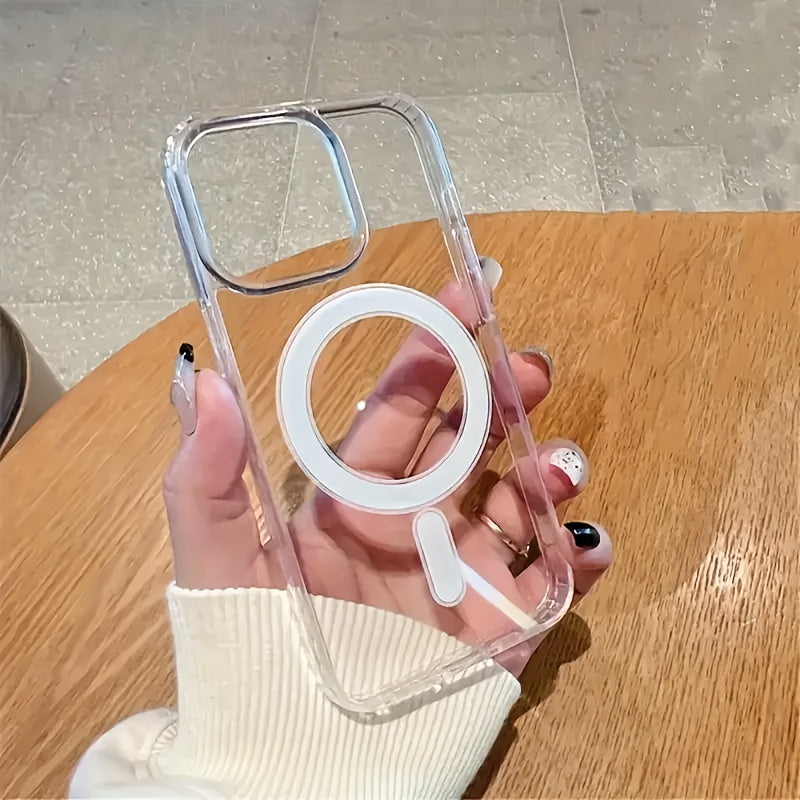 The Transparent Magnetic Phone Case Is Suitable for High-Definition Clarity And Does Not Interfere with The Screen Protector for Iphone Models X to 16 Series, Featuring a Hard Back And Soft Edges.