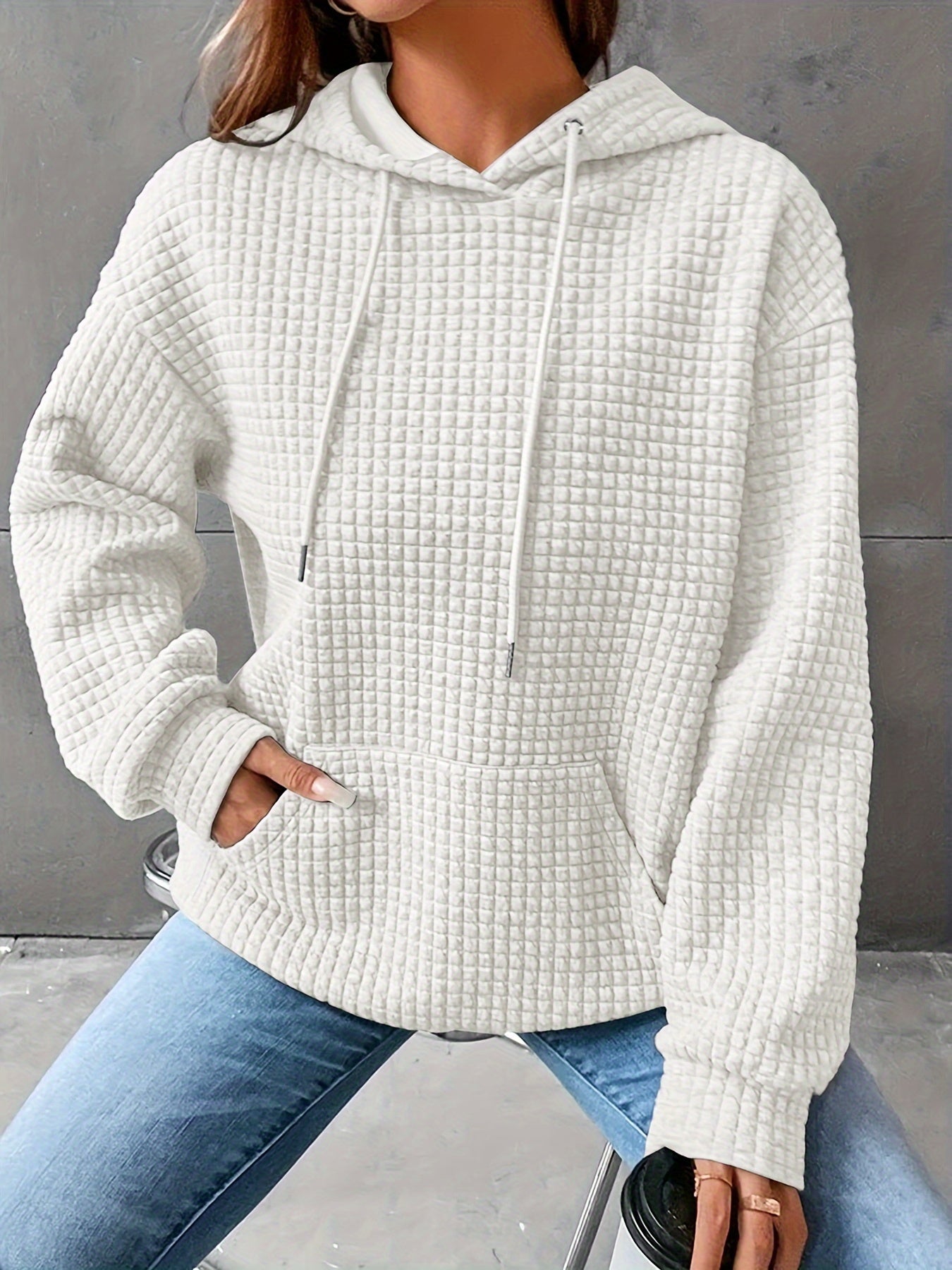 Plus Size - Women'S Plus Size Bright Orange Cable Hoodie - Cozy Loose Fit Pullover with Drawstring, Casual All-Season Wear, Casual Wear Hoodie | Cable Hoodie | Construction, Sweater Hoodie
