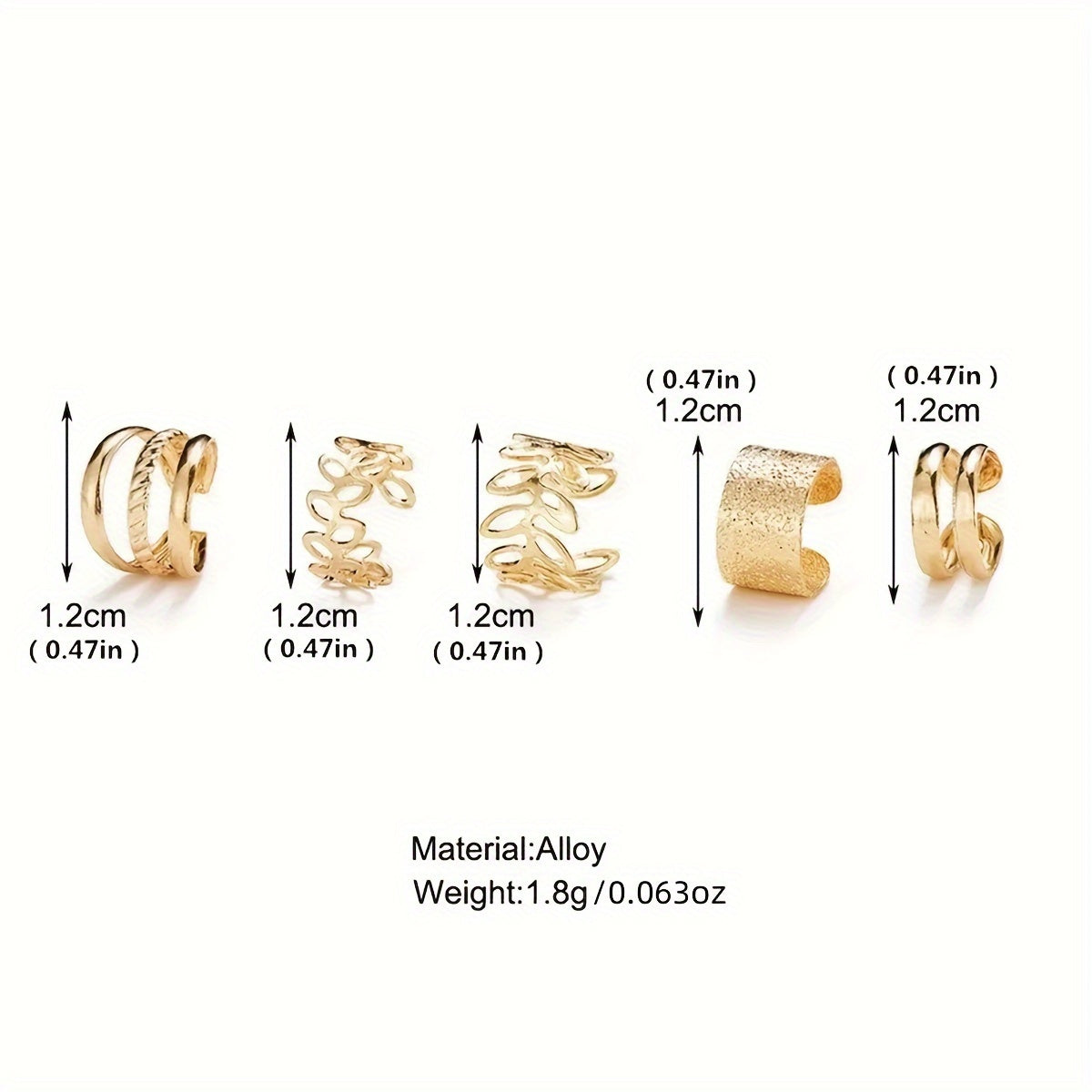 5pcs Minimalist Openwork Ear Cuffs Set, Trendy Hollow Helix Earrings for Women, Non-Piercing Cartilage Hoop, Boho Chic Clip On Ear Jewelry Gift Set