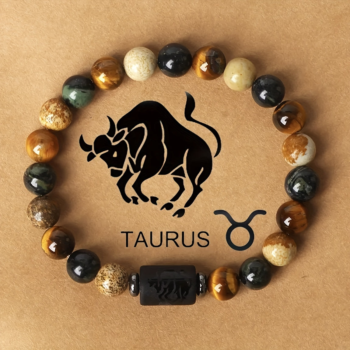 1pc Zodiac Astrology Natural Stone Beaded Bracelet, Fashionable 12 Constellation Designs, Personalized Zodiac Sign Jewelry, Ideal Birthday or Valentine'S Day Gift, 19.0cm