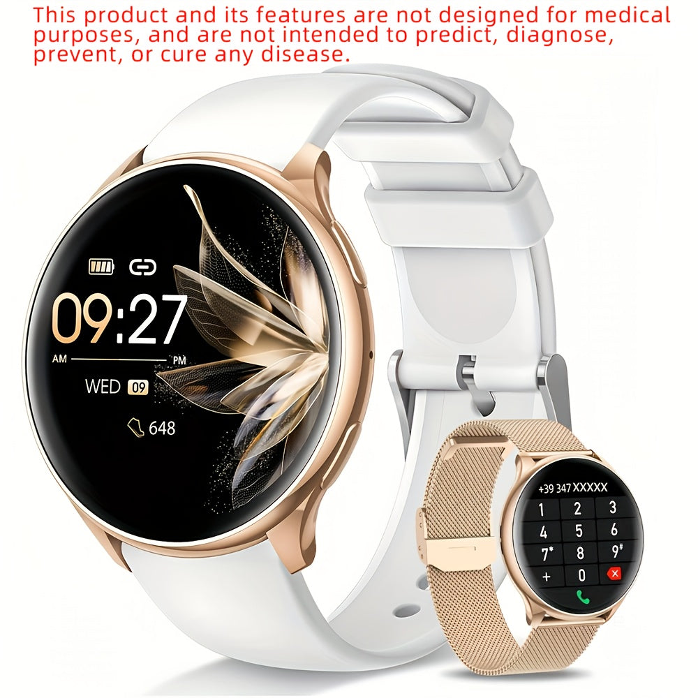 LITTLE MEATBALL Smartwatch with Wireless Calls/Dial, Female Functions, 19 Sports Modes, Music Player, Pedometer - Compatible with Android & iOS, Magnetic Charging, 360x360 TFT Display, Screen Ratio, Battery, Zinc Alloy, Ideal for Men & Women, Perfect Gift