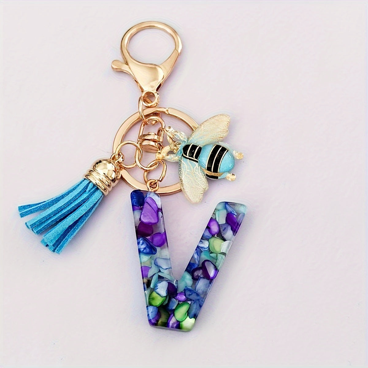 Dazzling Gift, Sparkling Alphabet Keychain with Sequin & Tassel - Mixed Colors, Geometric Design, Friendship Theme - Perfect for Bags & Gifts